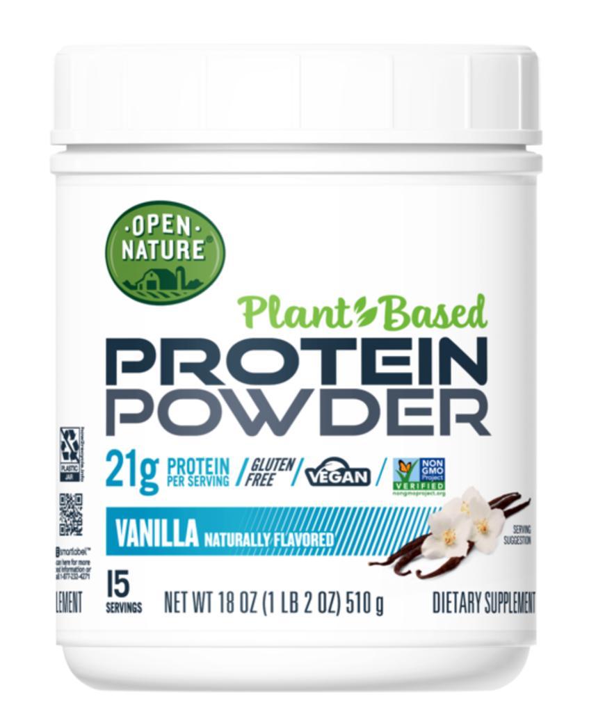 OPN NAT PROTEIN POWDER PLNT BASD VANILLA 18 OZ