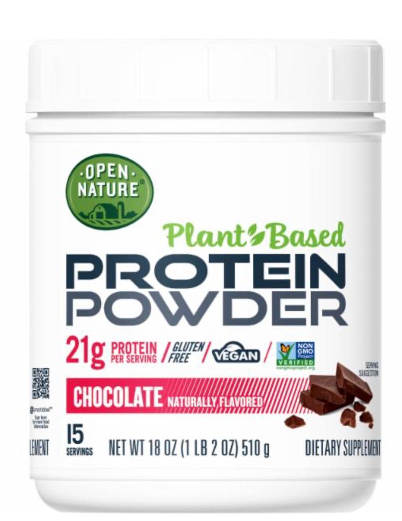OPN NAT PROTEIN POWDER PLNT BASD CHOC 18 OZ